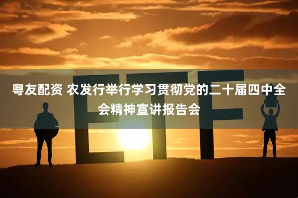 粤友配资 农发行举行学习贯彻党的二十届四中全会精神宣讲报告会